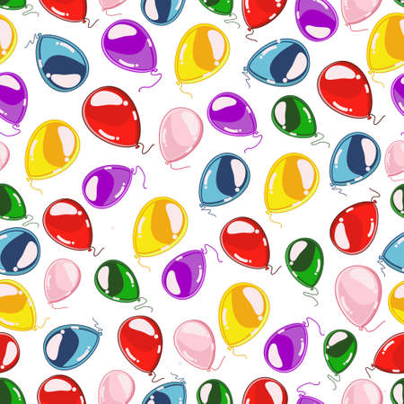 Colorful balloons seamless pattern on a white background. Vector texture for greeting cards, banners, and others.のイラスト素材