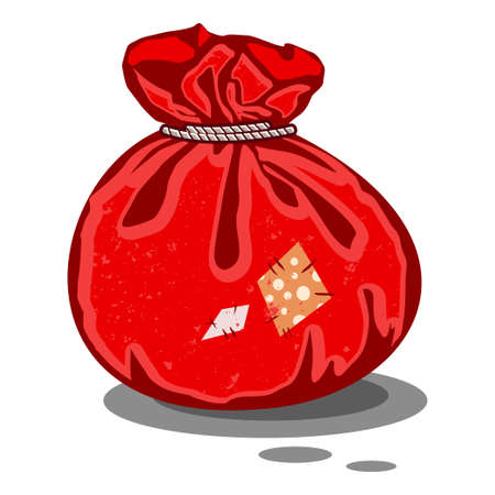Santa Claus red sack. Vector cartoon icon isolated on a white background.のイラスト素材