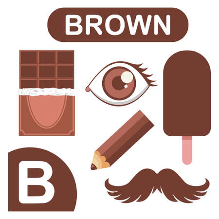 Brown color element for kids education vector cartoon illustration isolated on a white background.のイラスト素材