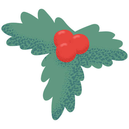 Christmas holly berry with leaves vector cartoon holiday illustration isolated on a white background.のイラスト素材