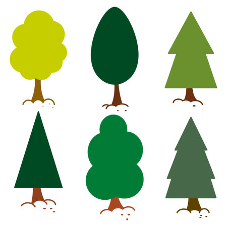 Minimal tree vector flat set isolated on white background.のイラスト素材