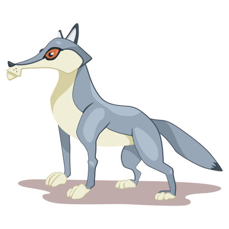 Wolf animal cartoon vector illustration isolated on white background.のイラスト素材