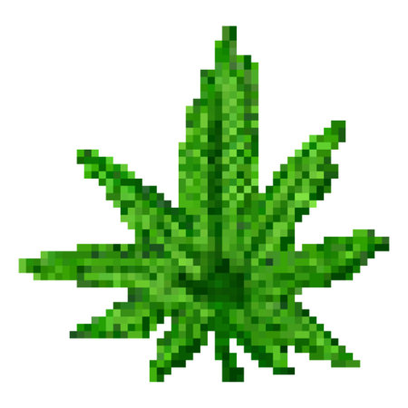 Pixel art marijuana leaf. Vector 8bit icon isolated on a white background.のイラスト素材