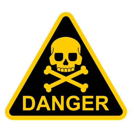 Danger sign with skull and crossbones vector flat icon isolated on white background.のイラスト素材
