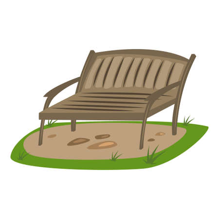 Teak bench for garden. Vector cartoon illustration isolated on a white background.のイラスト素材
