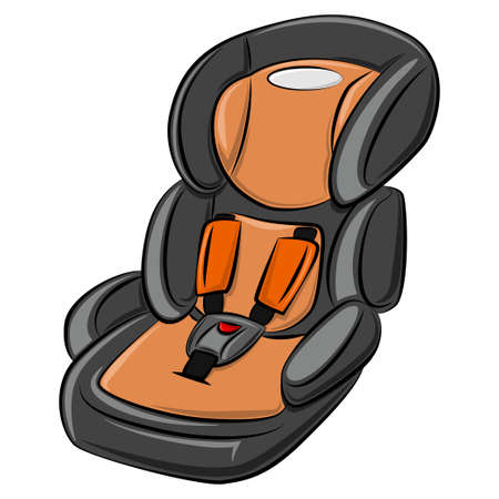 Baby car seat cartoon vector illustration isolated on white background. Child safety seat group 1, 2 and 3.のイラスト素材