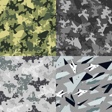 Army camouflage vector seamless pattern. Military texture set for cloth, wallpaper, wrapping, packing, backdrop.のイラスト素材