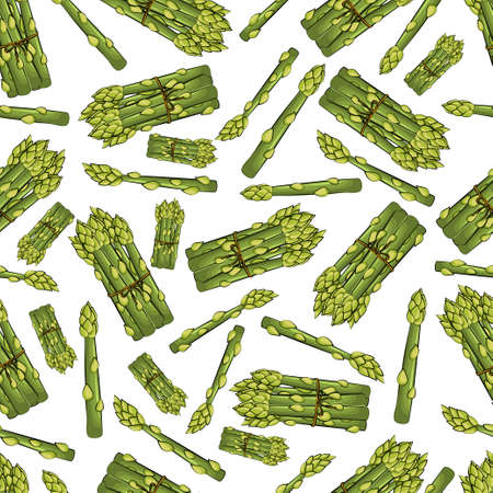 Asparagus vector seamless pattern on a white background for packing, wrapping, labels and backdrop. Vegetables texture.のイラスト素材