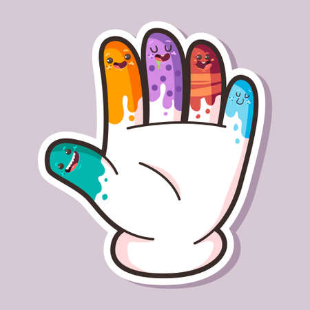 Cute cartoon finger monsters. Vector hand puppet theater for kids illustration isolated on a white background.のイラスト素材
