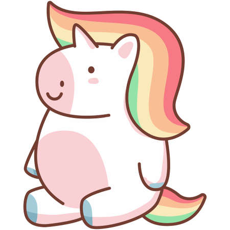 Funny cartoon unicorn. Vector cartoon character isolated on a white background.のイラスト素材