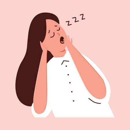 Asleep woman vector cartoon character illustration isolated on background.のイラスト素材