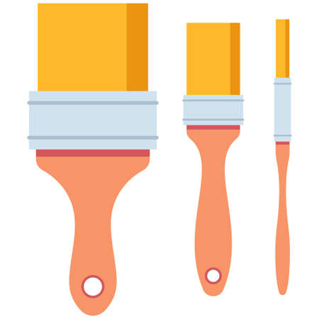 Paint brush vector cartoon tools set isolated on a white background.のイラスト素材