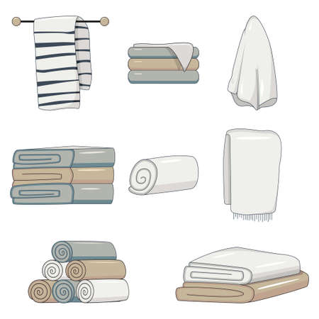 Towels vector cartoon set isolated on a white background.のイラスト素材