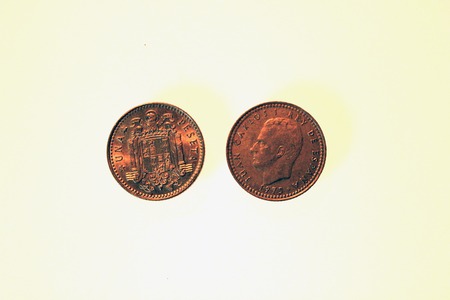 Peseta, official coin in Spain.の写真素材