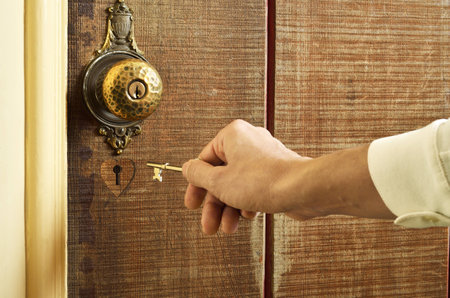 Unlocking a heartの写真素材
