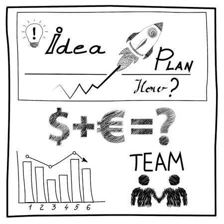 Innovate business concept, brainstorming, start up development, new solutionsのイラスト素材