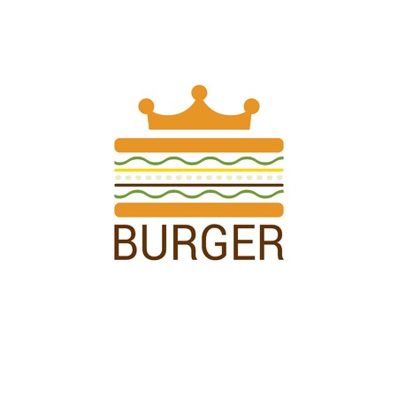 Burger with the corw - shop icon logo design. For branding, sticker, decoration product. Vector illustrationのイラスト素材