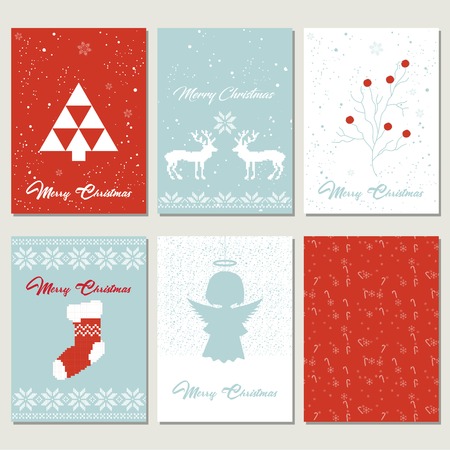 Set Christmas gift tags with embroidery and knittingのイラスト素材