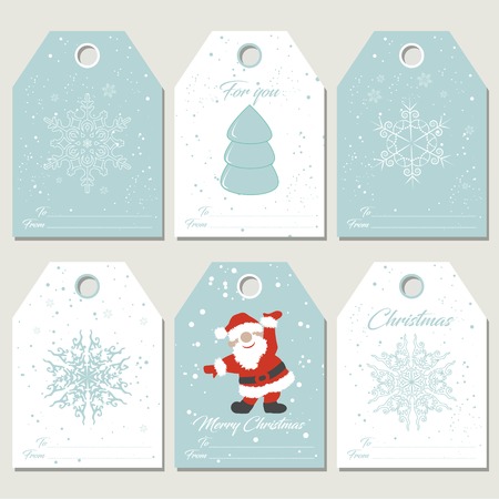 Set Christmas gift tags . Vector set of gift cardsのイラスト素材