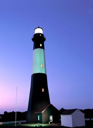 lighthouse at duskの写真素材