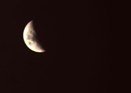 Quarter Moon in the night sky