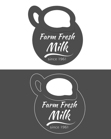 Milk, cream and yogurt logo in a form of jug with milk. Two colors milk logo. Vector illustration.のイラスト素材
