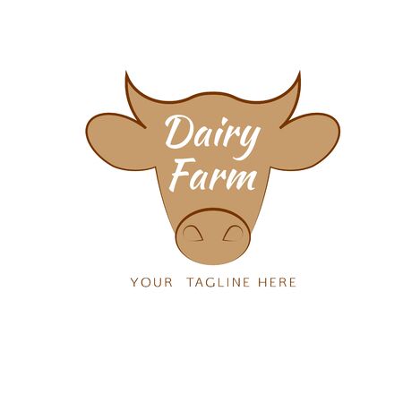 Vector logo design template in form of cow head. Abstract design concept for dairy, milk, livestock farm.のイラスト素材