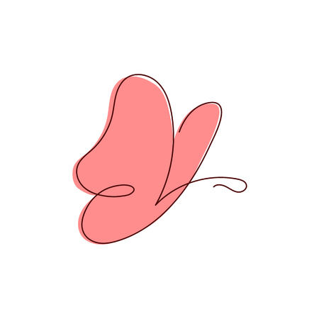 Continuous line butterfly. Abstract modern decoration. Vector illustration. One line drawing of insect form. Fancy line art. Trendy concept for logo, card, banner, poster flyerのイラスト素材