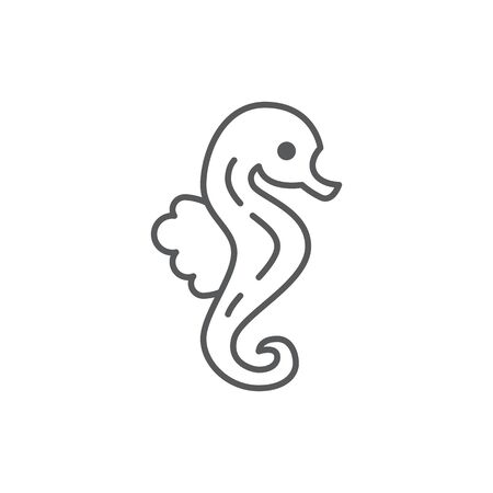 Sea horse outline symbol isolated on a white background.のイラスト素材