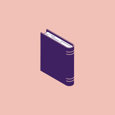 Isometric standing book - dictionary or encyclopedia with paper pages and hardcover. Isolated vector illustration of literature for education and school learning concept.のイラスト素材