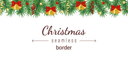 Decorated Christmas tree horizontal seamless patternのイラスト素材