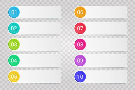 Bullet points with white paper stickers and cope space isolated on transparentのイラスト素材