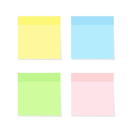 Sticky note paper set in various colors isolated on whiteのイラスト素材