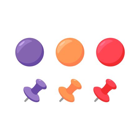 Push pins and magnets set isolated on whiteのイラスト素材