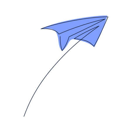 Paper plane continuous line vector illustration - airplane silhouette made with one single line art style isolated on white background. Outline abstract aircraft with editable stroke.のイラスト素材