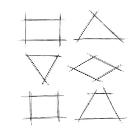 Highlight rectangle and triangle scribble frame for emphasis and highlighting text or important objects.のイラスト素材