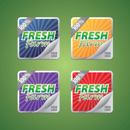 Sticker, Icon or Label for Fresh Farm 100 Percentのイラスト素材