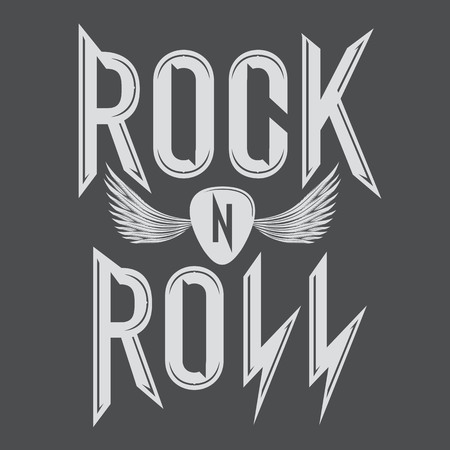 rock and roll music emblems, poster, labels, design elements.のイラスト素材
