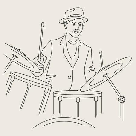 cartoon jazz drummer characterのイラスト素材
