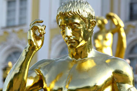 Male figure fragment of The Grand Cascade at Peterhof Russia.のeditorial素材