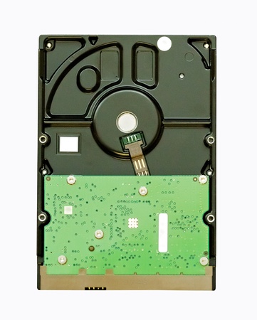 Hard drive for data storage in computer isolated on whiteの写真素材