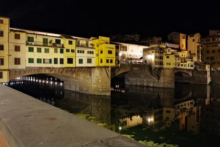 Bridge Ponte Vecchio in Florence, Italy. Night viewの写真素材