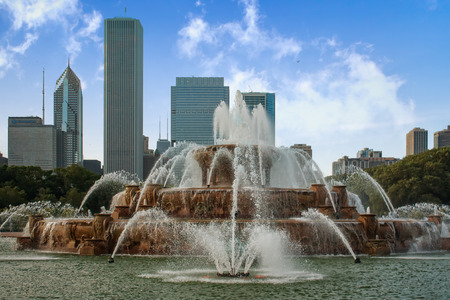 Buckingham fountain in Grant Park, Chicago, USAのeditorial素材