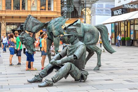 VIENNA, AUSTRIA - JUNE 27, 2015: Sculpture of the french artist Julien Berthier at Graben street in Vienna, Austriaのeditorial素材