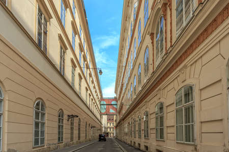 VIENNA, AUSTRIA - JUNE 27, 2015: A view along street during the day. Vienna, Austriaのeditorial素材