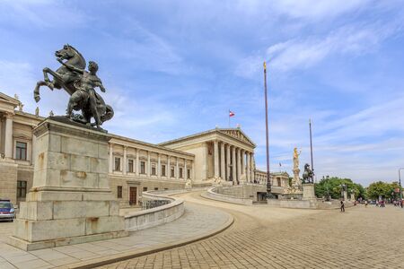 VIENNA, AUSTRIA - JUNE 27, 2015: View of to Belvedere Unteres Castle since 1712 is a masterpiece of Baroque Austrian and one of Europe's most beautiful princely residences.のeditorial素材