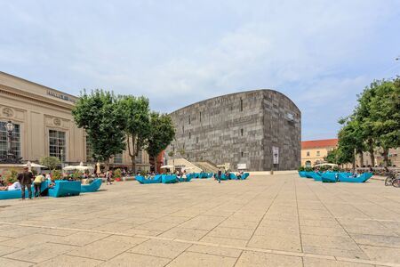VIENNA, AUSTRIA - JUNE 27, 2015: Mumok Museum Moderner Kunst Museum of Modern Art is a museum in the Museumsquartier in Vienna that has a collection of 7,000 modern and contemporary art works.のeditorial素材