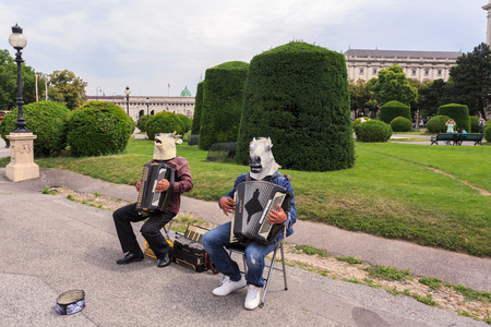 VIENNA, AUSTRIA - JUNE 27, 2015: Musical performance near the Museum of Fine Arts.のeditorial素材