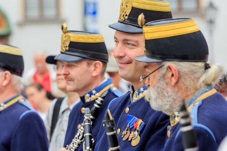 VIENNA, AUSTRIA - JUNE 27, 2015: Viennese military brass band. Performance on the square in Vienna, Austria.のeditorial素材