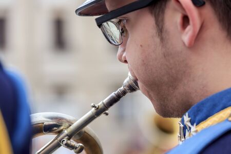 VIENNA, AUSTRIA - JUNE 27, 2015: Viennese military brass band. Performance on the square in Vienna, Austria.のeditorial素材